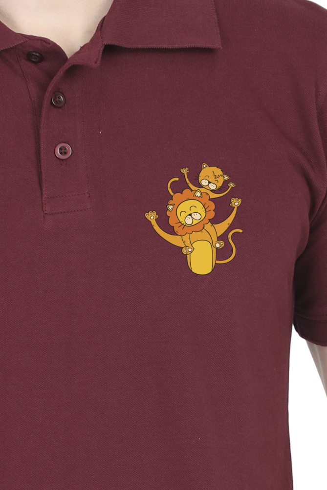 Polo Half Sleeves T-Shirt with 'You Are The Best Dad' with Lion Print