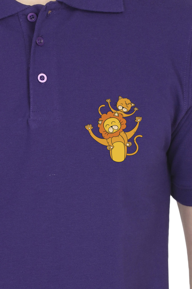 Polo Half Sleeves T-Shirt with 'You Are The Best Dad' with Lion Print