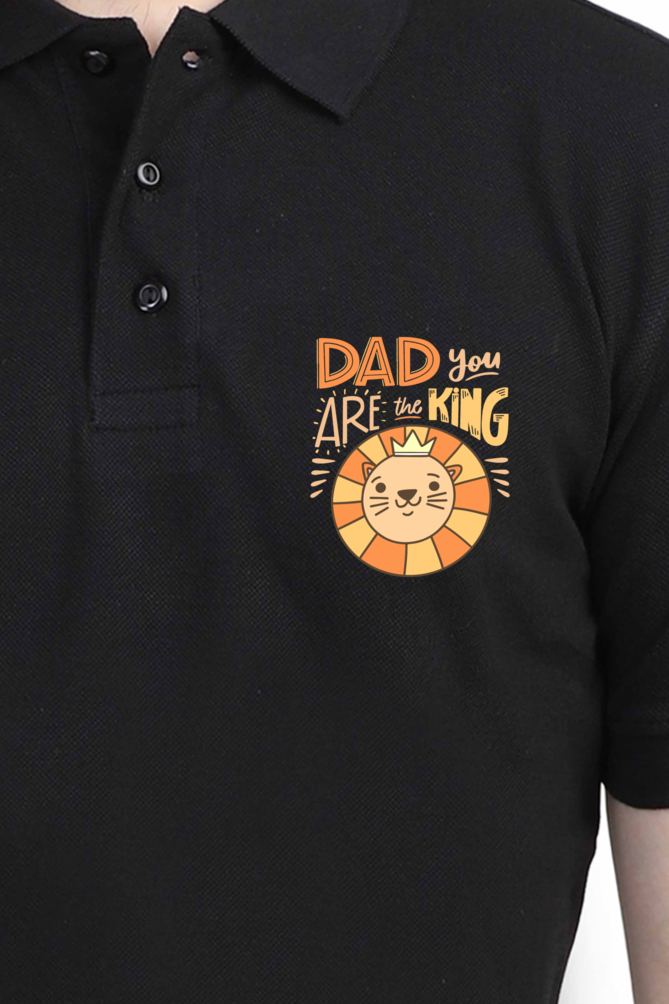 Polo Half Sleeves T-Shirt with 'Dad You Are The King' with Lion Print