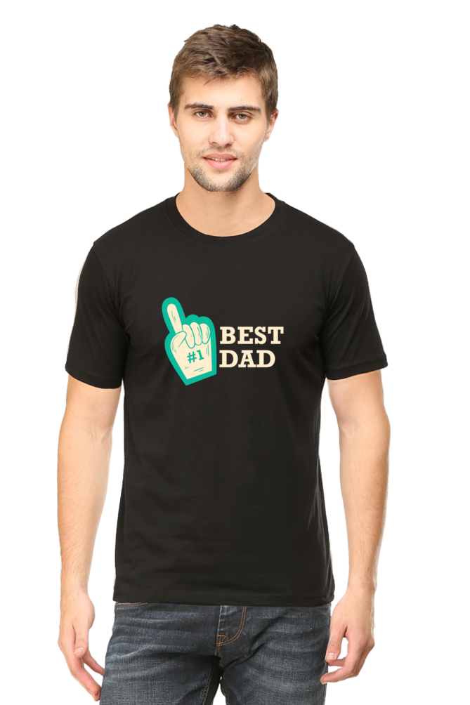 Round Neck Half Sleeves T-Shirt with '#BestDad' Print