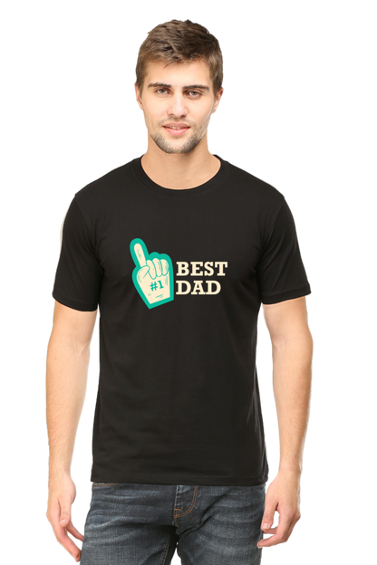 Round Neck Half Sleeves T-Shirt with '#BestDad' Print