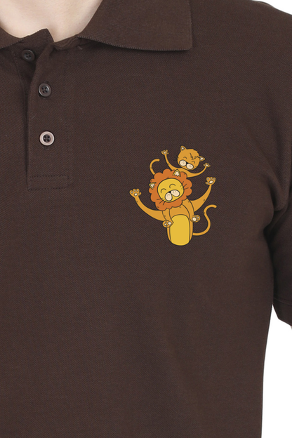 Polo Half Sleeves T-Shirt with 'You Are The Best Dad' with Lion Print