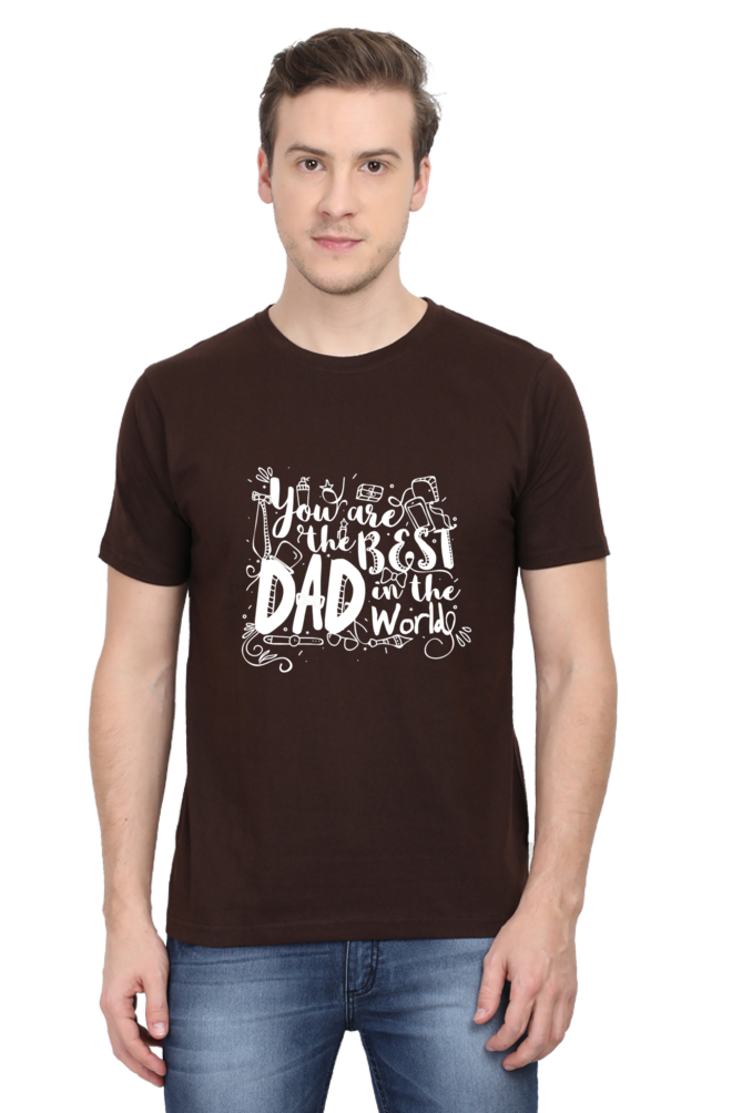 Round Neck Half Sleeves T-Shirt with 'You Are The Best Dad In The World' Print