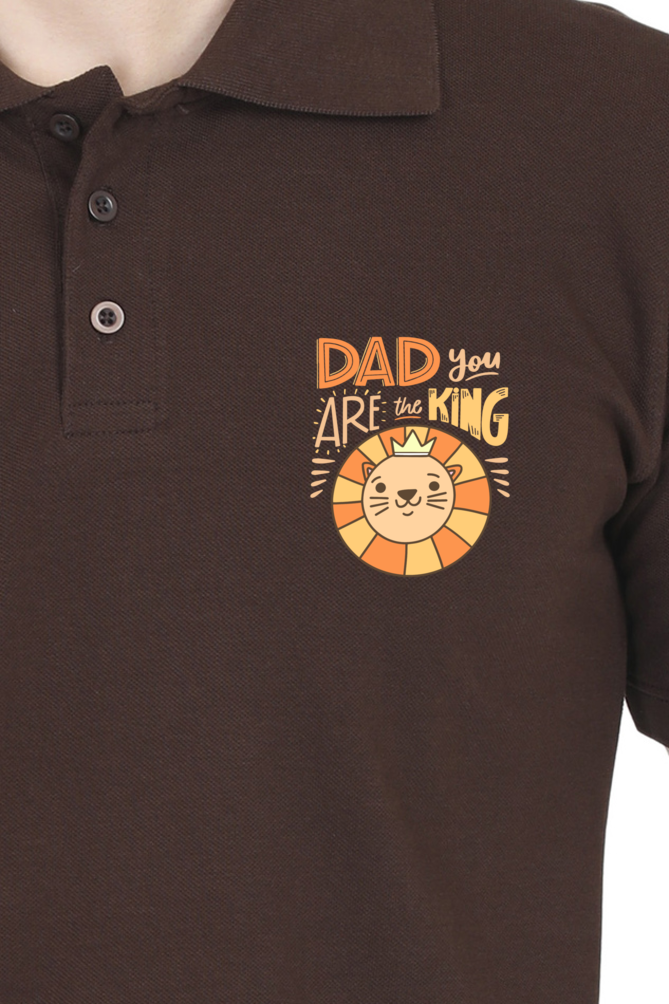 Polo Half Sleeves T-Shirt with 'Dad You Are The King' with Lion Print