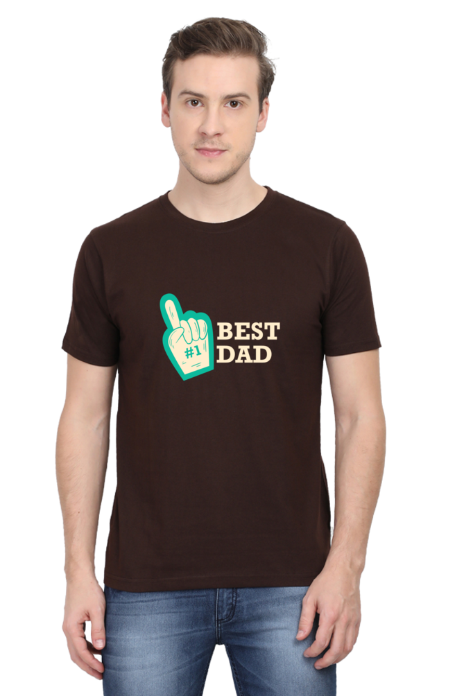 Round Neck Half Sleeves T-Shirt with '#BestDad' Print