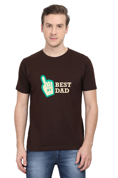 Round Neck Half Sleeves T-Shirt with '#BestDad' Print