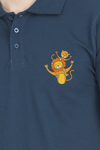 Polo Half Sleeves T-Shirt with 'You Are The Best Dad' with Lion Print