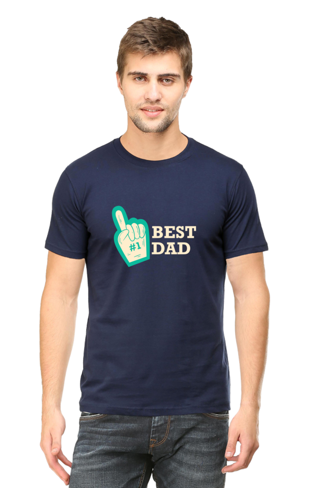 Round Neck Half Sleeves T-Shirt with '#BestDad' Print