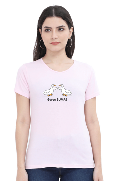 Women's Round Neck Half Sleeves T-Shirt with Duck Bumping Print