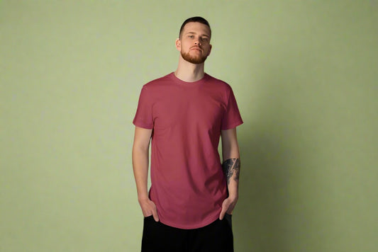 Men Round Neck Solid Maroon Half Sleeves T-Shirt