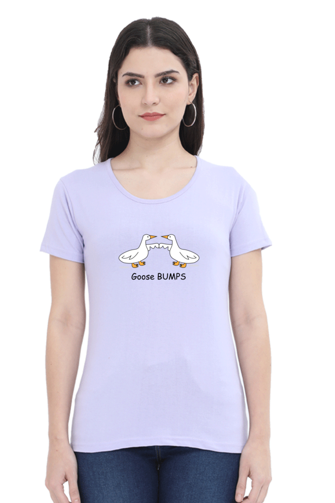 Women's Round Neck Half Sleeves T-Shirt with Duck Bumping Print