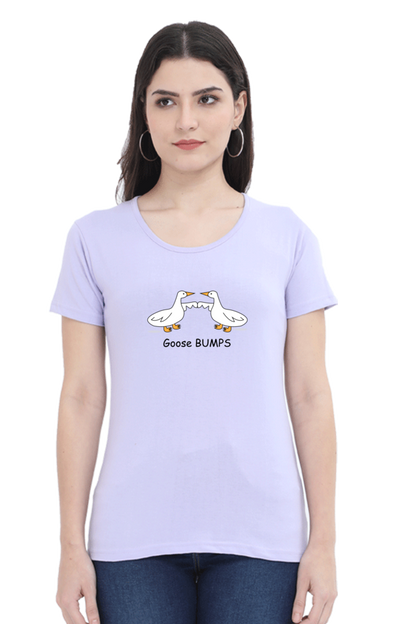 Women's Round Neck Half Sleeves T-Shirt with Duck Bumping Print