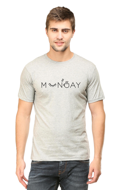 Men Round Neck Half Sleeves T-Shirt with Black Monday Print