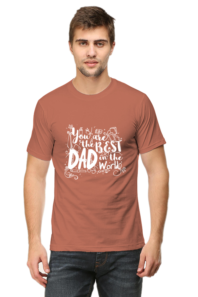 Round Neck Half Sleeves T-Shirt with 'You Are The Best Dad In The World' Print