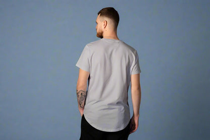 Round Neck Solid Grey Melange Half Sleeves T-Shirt