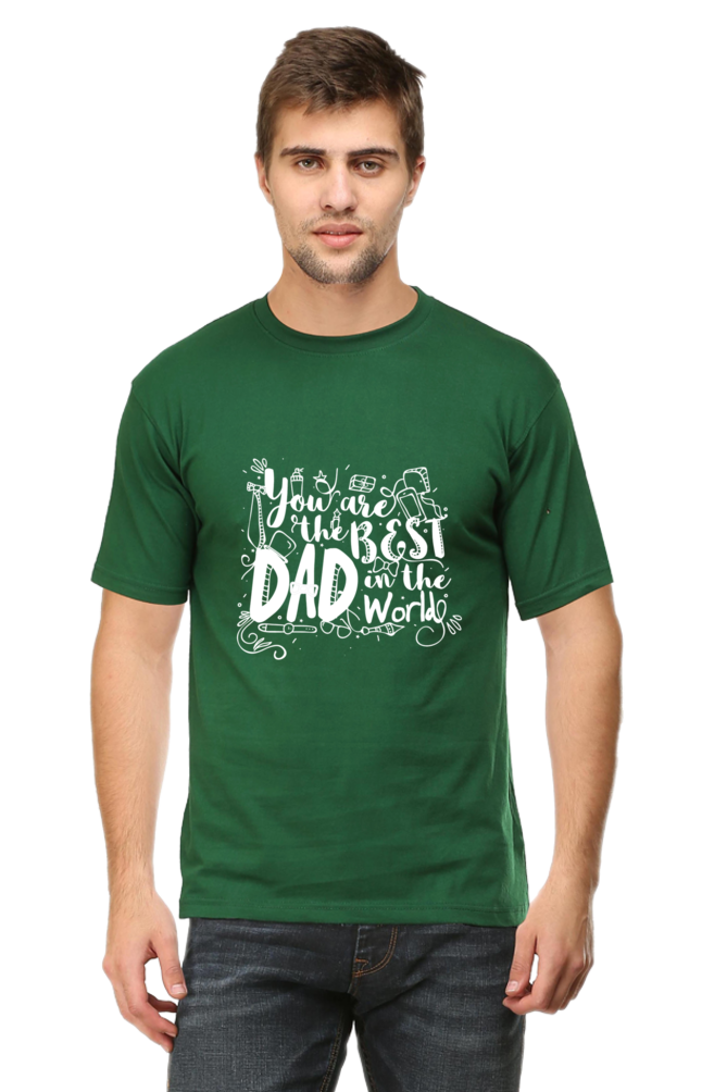 Round Neck Half Sleeves T-Shirt with 'You Are The Best Dad In The World' Print