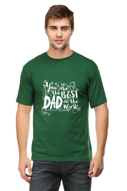 Round Neck Half Sleeves T-Shirt with 'You Are The Best Dad In The World' Print