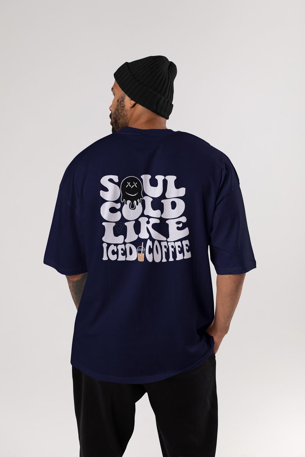 Round Neck Oversized Unisex Half Sleeves T-Shirt with a Soul Cold Like Coffee Print