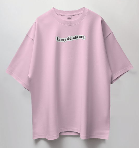 Round Neck Oversized Unisex Half Sleeves T-Shirt with Delulu Quote Print