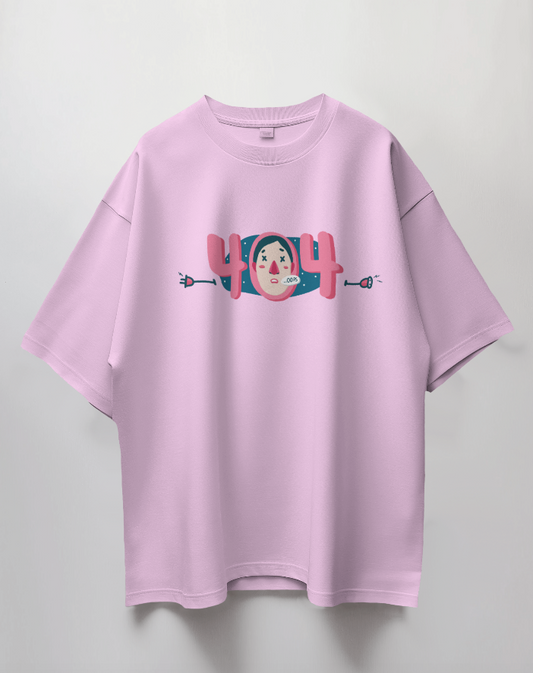 Round Neck Oversized Unisex Half Sleeves T-Shirt with 404 Crew Print