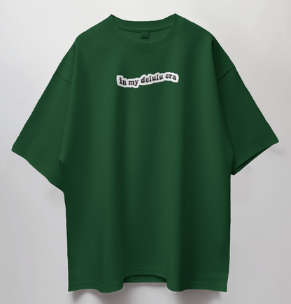 Round Neck Oversized Unisex Half Sleeves T-Shirt with Delulu Quote Print
