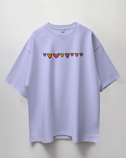 Round Neck Oversized Unisex Half Sleeves T-Shirt with Love Chain Print