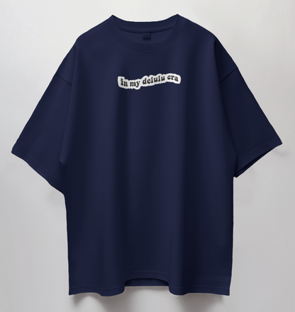 Round Neck Oversized Unisex Half Sleeves T-Shirt with Delulu Quote Print