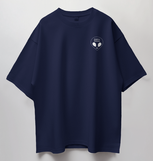 Round Neck Oversized Unisex Half Sleeves T-Shirt with Alien Perspective Print