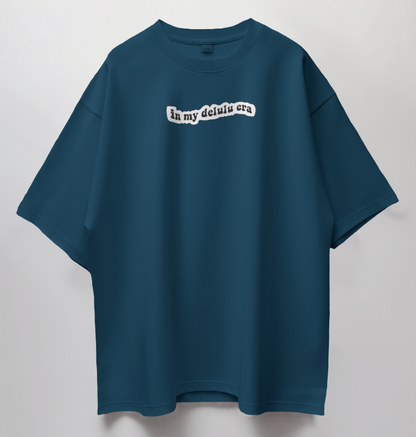 Round Neck Oversized Unisex Half Sleeves T-Shirt with Delulu Quote Print