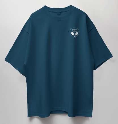 Round Neck Oversized Unisex Half Sleeves T-Shirt with Alien Perspective Print