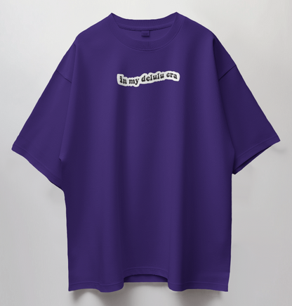 Round Neck Oversized Unisex Half Sleeves T-Shirt with Delulu Quote Print