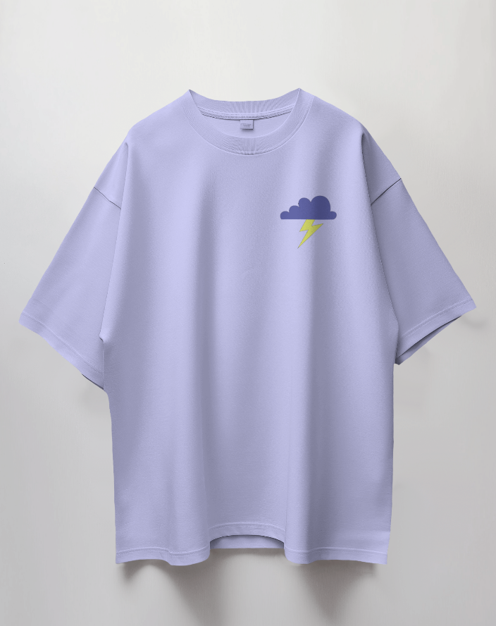 Round Neck Oversized Unisex Half Sleeves T-Shirt with Thunder Drip Print