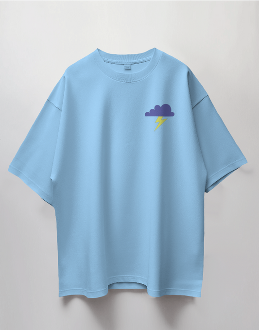 Round Neck Oversized Unisex Half Sleeves T-Shirt with Thunder Drip Print