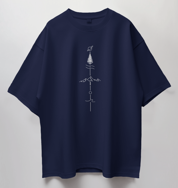 Round Neck Oversized Unisex Half Sleeves T-Shirt with Earth to Space