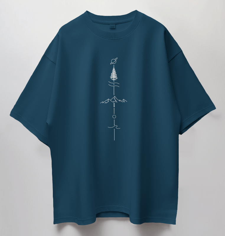 Round Neck Oversized Unisex Half Sleeves T-Shirt with Earth to Space