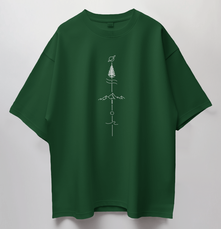 Round Neck Oversized Unisex Half Sleeves T-Shirt with Earth to Space