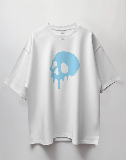 Round Neck Oversized Unisex Half Sleeves T-Shirt with Skull Flow Print