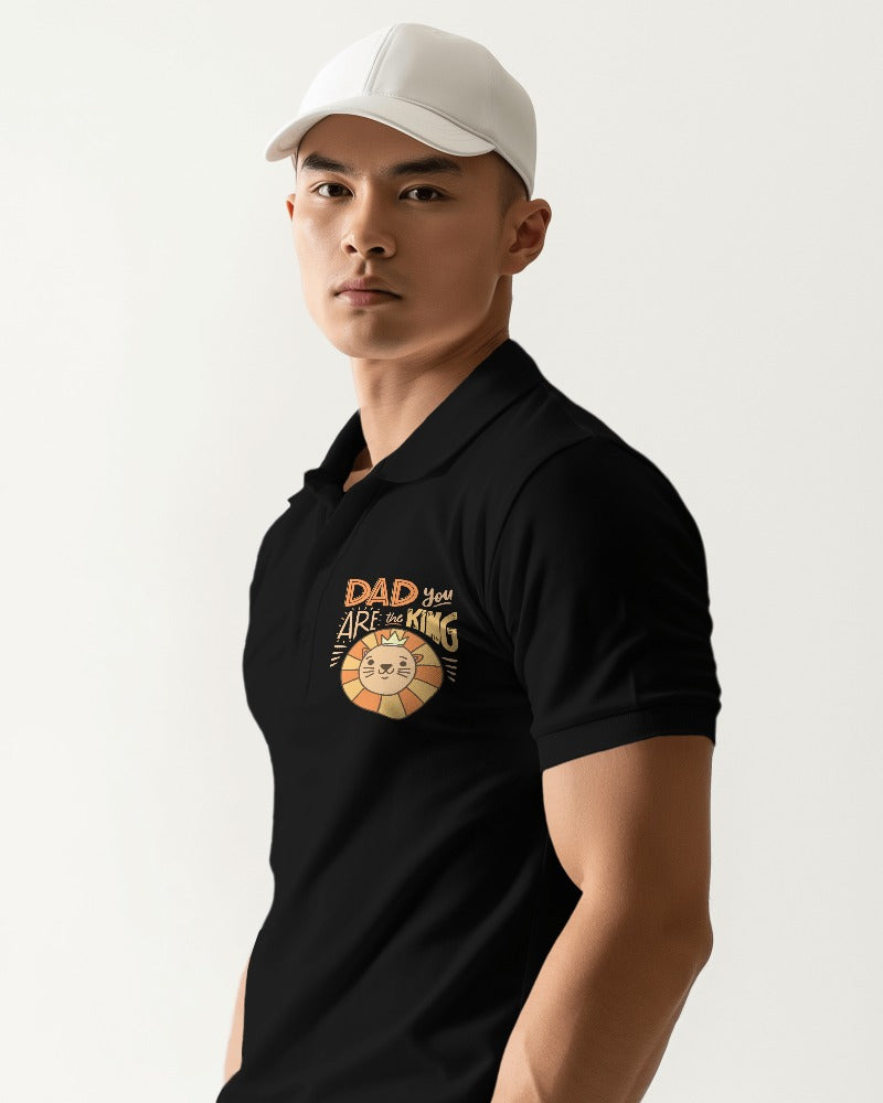 Polo Half Sleeves T-Shirt with 'Dad You Are The King' with Lion Print