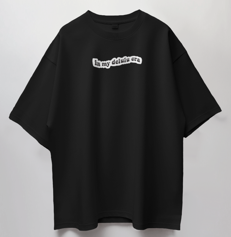 Round Neck Oversized Unisex Half Sleeves T-Shirt with Delulu Quote Print