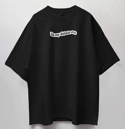 Round Neck Oversized Unisex Half Sleeves T-Shirt with Delulu Quote Print
