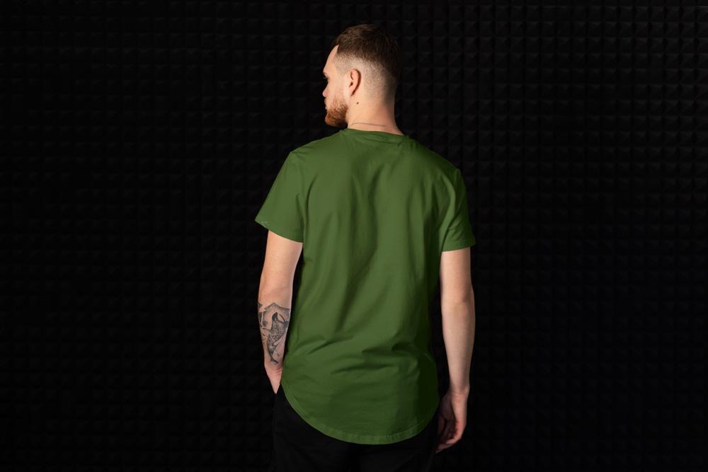 Men Round Neck Solid Bottle Green Half Sleeves T-Shirt