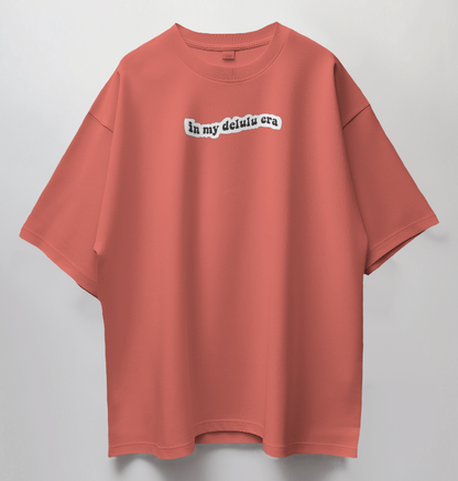 Round Neck Oversized Unisex Half Sleeves T-Shirt with Delulu Quote Print