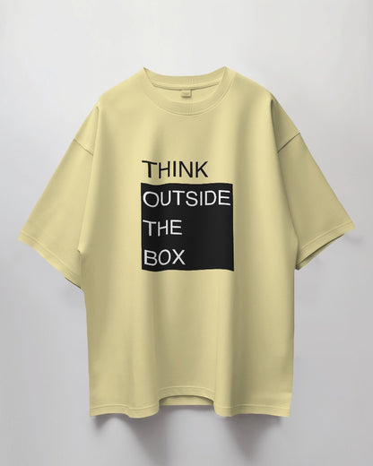 Round Neck Oversized Unisex Half Sleeves T-Shirt with Think Quote Print