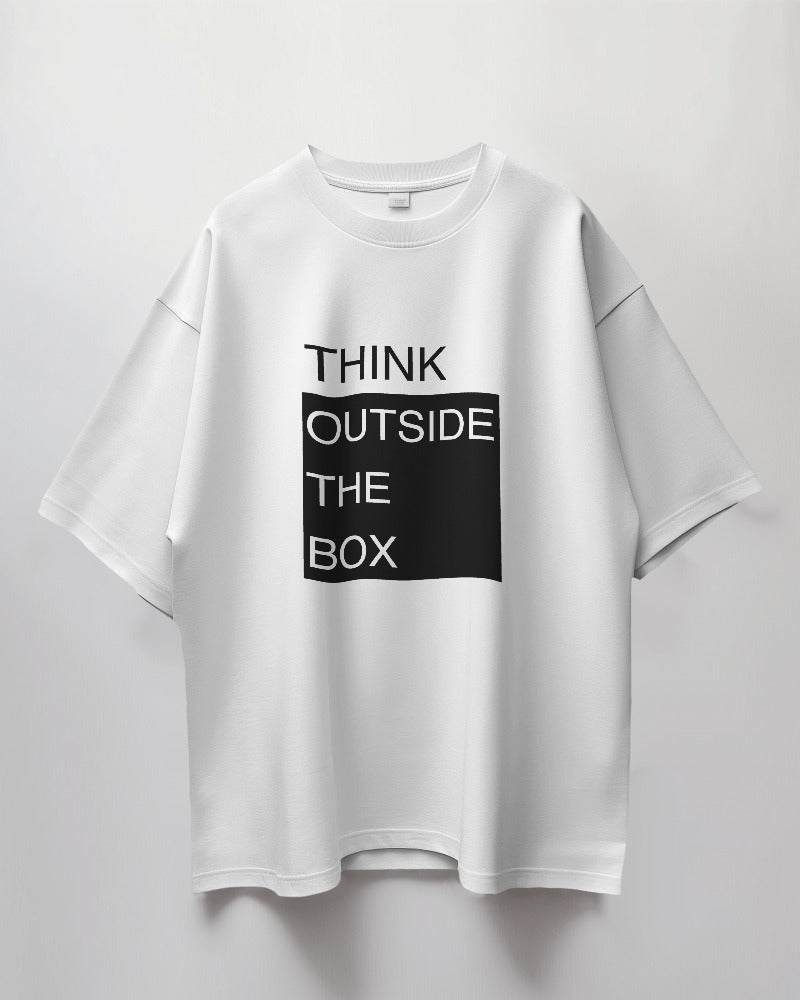 Round Neck Oversized Unisex Half Sleeves T-Shirt with Think Quote Print