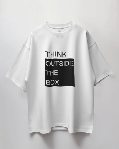 Round Neck Oversized Unisex Half Sleeves T-Shirt with Think Quote Print