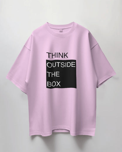 Round Neck Oversized Unisex Half Sleeves T-Shirt with Think Quote Print