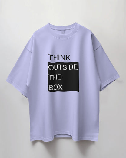 Round Neck Oversized Unisex Half Sleeves T-Shirt with Think Quote Print