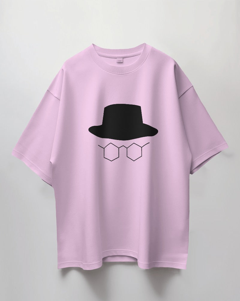 Round Neck Oversized Unisex Half Sleeves T-Shirt with Agent Hat Print