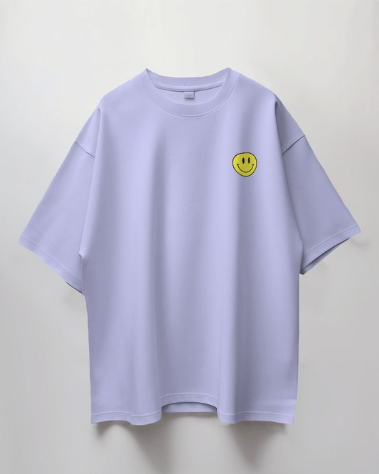 Round Neck Oversized Unisex Half Sleeves T-Shirt with a Smiley Print