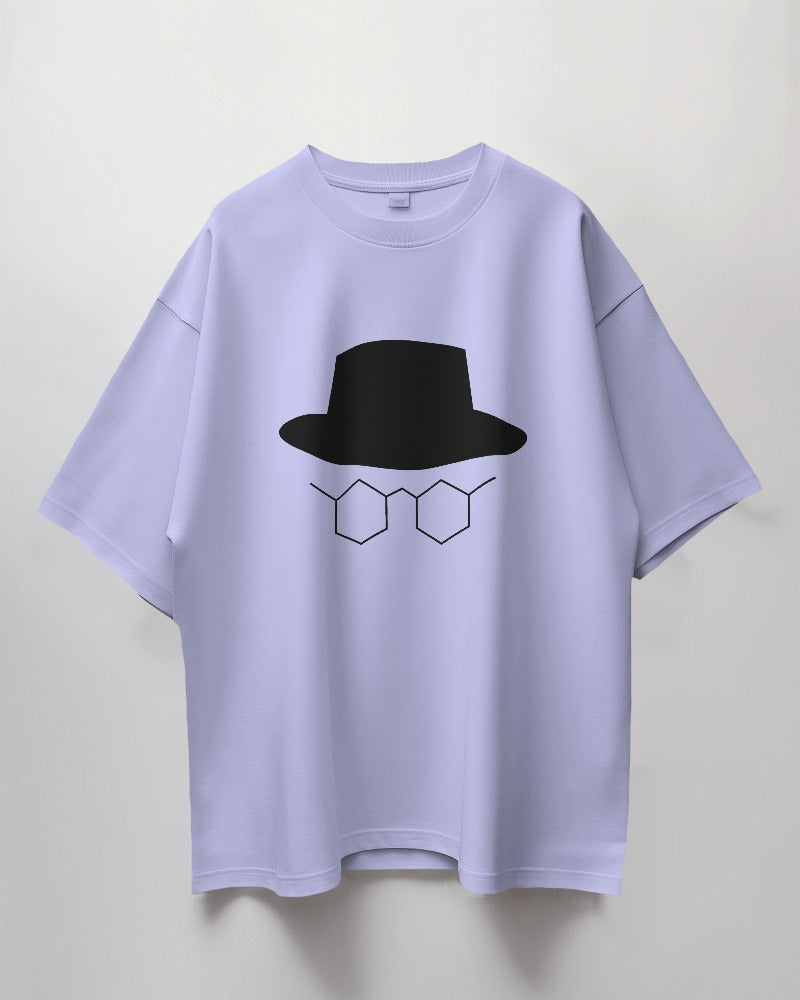 Round Neck Oversized Unisex Half Sleeves T-Shirt with Agent Hat Print